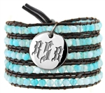 Vesta Aquamarine Blue Wrap Bracelet Gothic Monogram