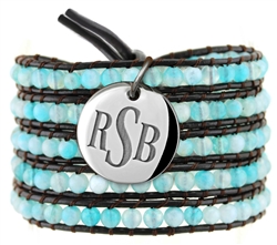 Vesta Aquamarine Blue Wrap Bracelet Legacy Monogram