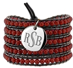 Vesta Garnet Red Wrap Bracelet Legacy Monogram