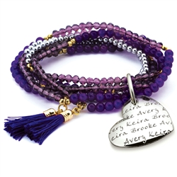 Vesta Mother's Heart Ametista Tassel Bracelet